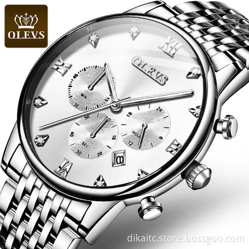 Men Luxury Watch OLEVS Brand Quartz Fashion Business WristWatch OEM with Steel Band Chronograph Waterproof Watches Men Wrist